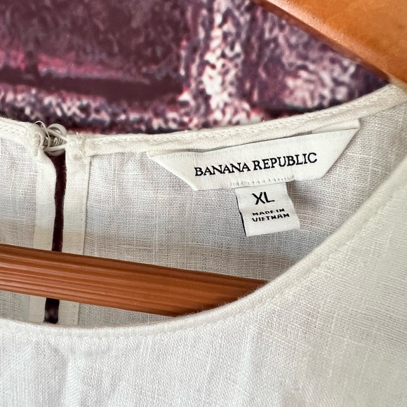 Banana Republic Oversized Linen Cinch Top White 100% Linen - Picture 4 of 5